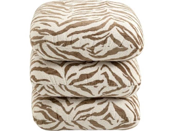 Kare Hocker Pepino Tiger, Braun/Weiß, 360 Grad drehbar, 45x45cm