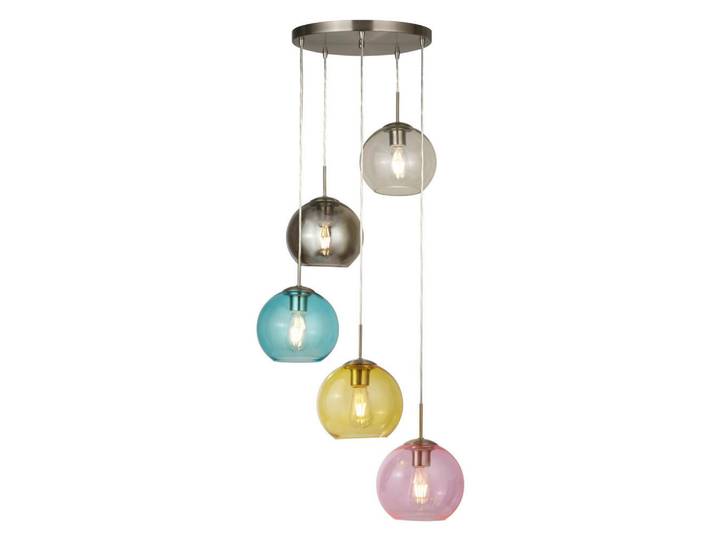 Hängeleuchte Mardi Gras, Gelb, Silberfarben, Türkis, Pink, Metall, Glas, 120 cm, höhenverstellbar, Lampen & Leuchten, Innenbeleuchtung, Hängeleuchten, Pendelleuchten