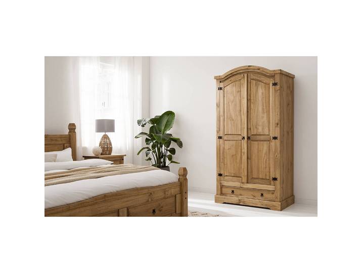 Drehtürenschrank gerundet 100cm Braun/Beige/Kiefer Natur