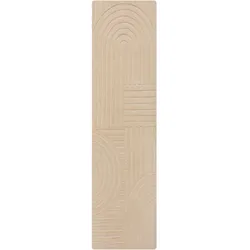 WOLLTEPPICH LEVEN, geometrisch, aus Wolle, Natur, 60 x 230 cm