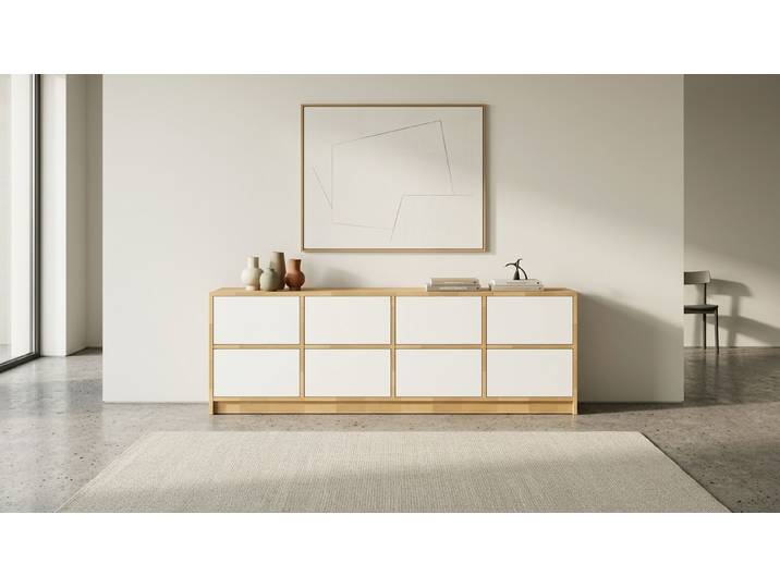 Langes Sideboard - Kommode mit vielen Optionen Buche Natur geölt