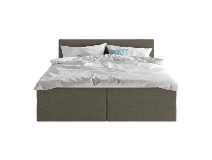 Lit boxspring en tissu bouclé 180x200 cm, Marron