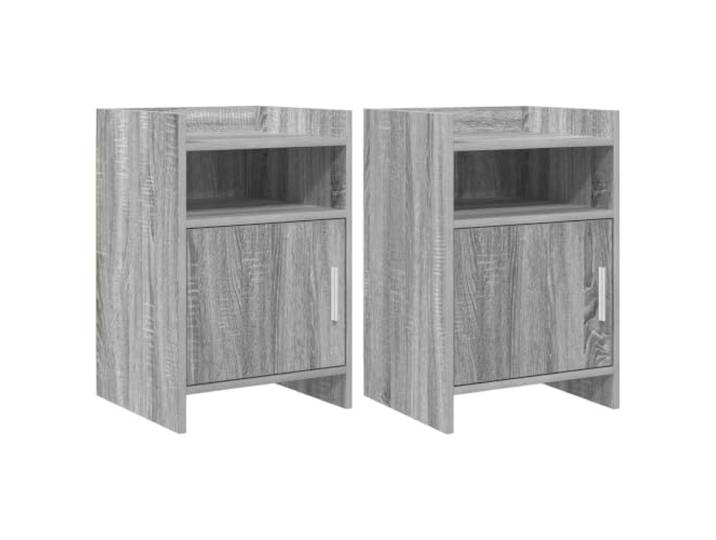 LMTYOENFG 2er Set Nachttische 40 x 36 x 60 cm Grau Sonoma Holzwerkstoff Funktionale Beistellmöbel fürs Schlafzimmer mit Innenfach und Metallgriff für eine ordentliche Raumgestaltung.