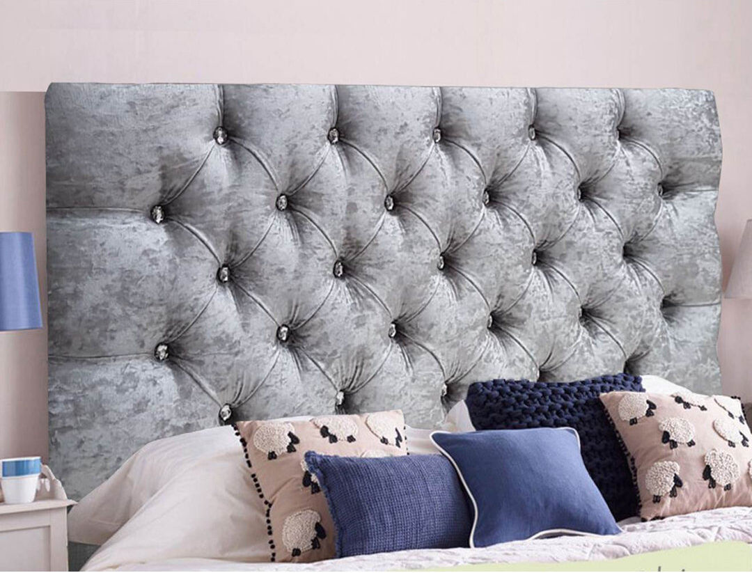 Rosdorf Park Esters Upholstered Headboard Silver/Velvet Single (3')