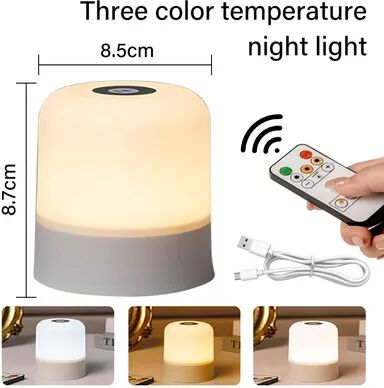 Smart Shopping Spot AuraGlow LED Bedside Lamp Rechargeable Touch Table Lamp With 13 Colors Remote Control Dimmable Night Light 3 Color Night Light