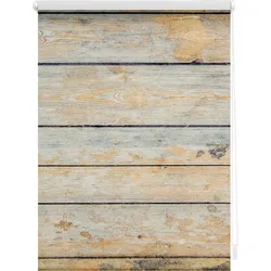 Lichtblick Rollo Klemmfix, ohne Bohren, blickdicht, Bretter Shabby - Braun