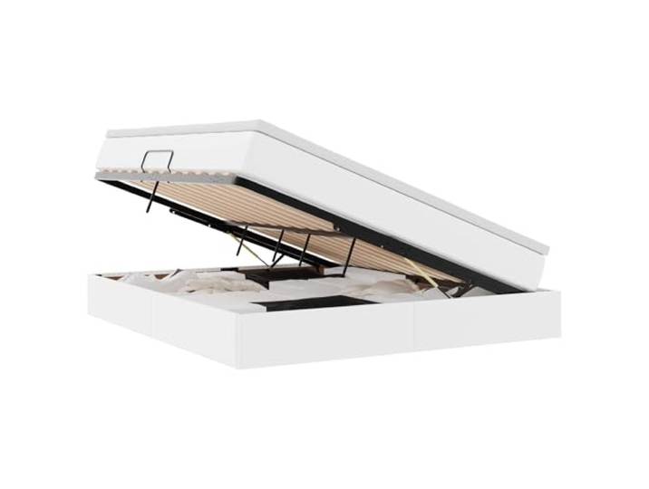 KKgypkn Bettgestell Kunstleder 180x200 cm mit Matratze Weiß, Aufbewahrungsbett mit Stauraum und Lattenrost, modernes Design mit robustem Metallrahmen