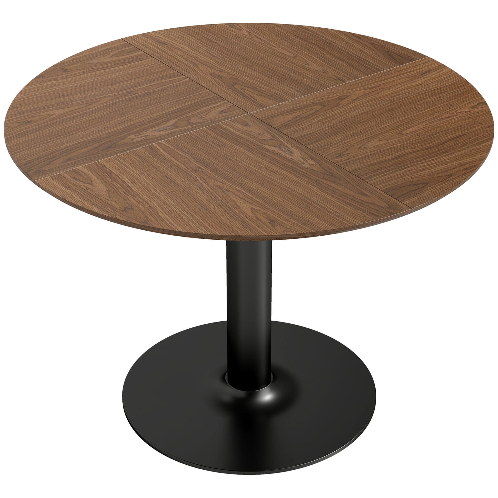 HOMCOM Ronde eettafel voor 6 personen, moderne keukentafel met voet, Bruin houtnerf, Diameter: 110 cm