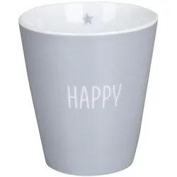 Krasilnikoff Happy Mug Becher Happy, 330 ml, grau