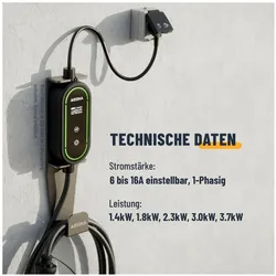 Absina, Elektroauto Ladestation, EV Ladekabel (Typ 2, 16 A, 3.70 kW)