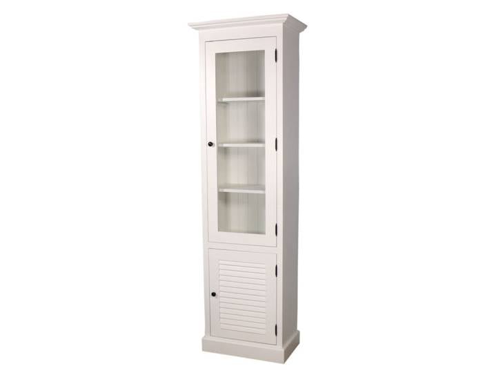 Schmale Vitrine Weiß mit Lamellentür