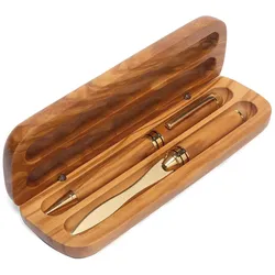 Natura Punto, Sauna Zubehör, Elegante Holzbox mit Kugelschreiber & Brieföffner