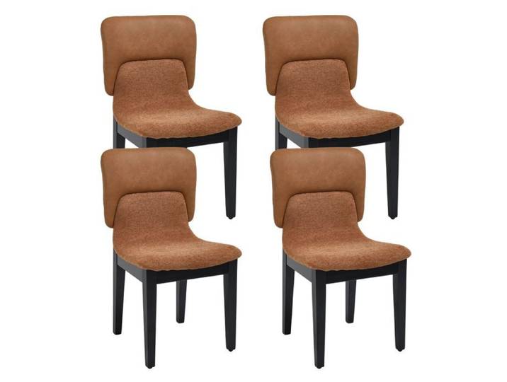 Ya-Home Chaise Salle à Manger Lot de 4 Chaise de Cuisine en Cuir PU et Tissu Chenille Chaise Rembourrée avec Pieds en Bois Marron