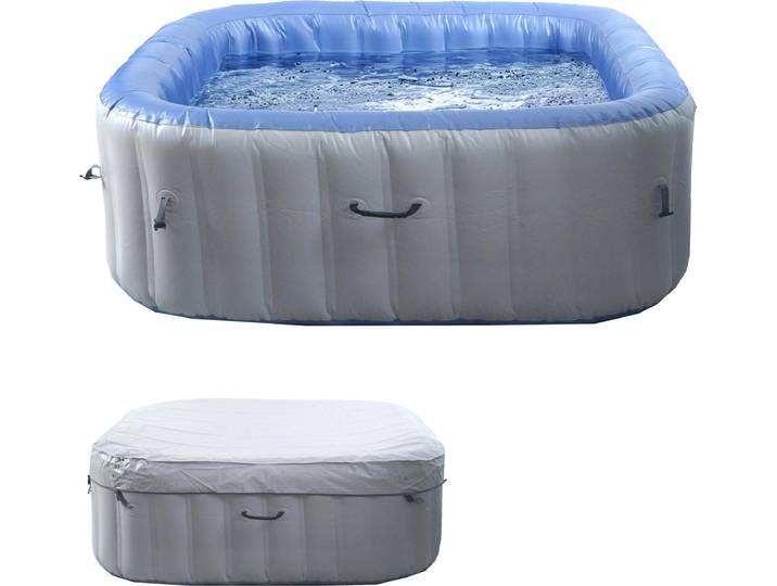 Whirlpool HWC-N97, Ersatz-Pool 6 Personen, In-/Outdoor aufblasbar PVC laminiert, eckig 198cm, grau-blau