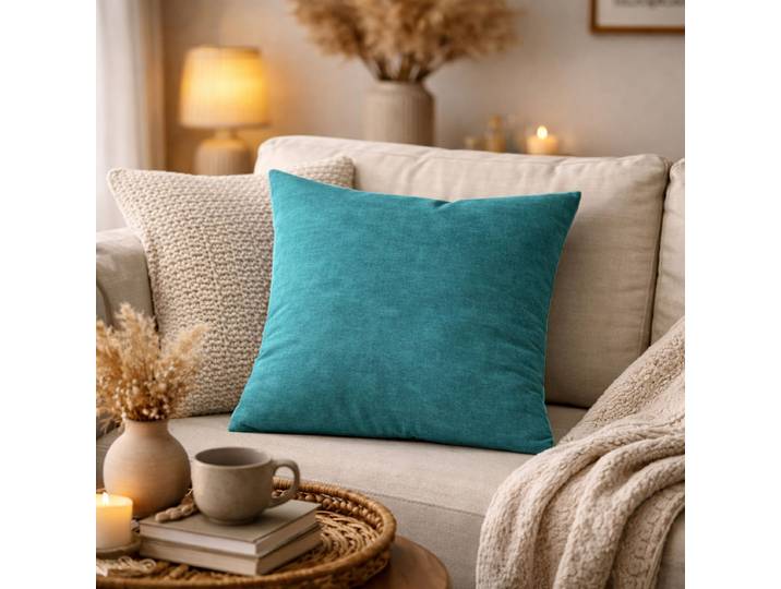 Housse de coussin Elmer Turquoise/Turquoise 50 x 50cm Polyester