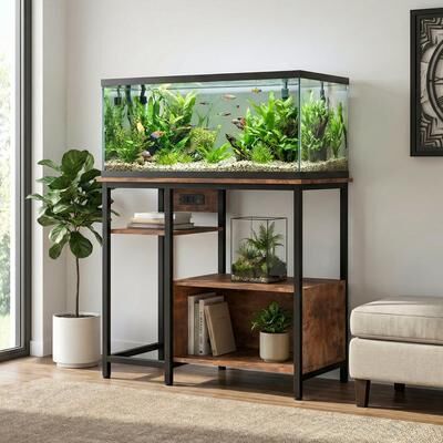 Garvee 40-50 Gallon Aquarium Stand, 600LBS Heavy Duty Fish Tank Stand with Cabinet & Power Outlet