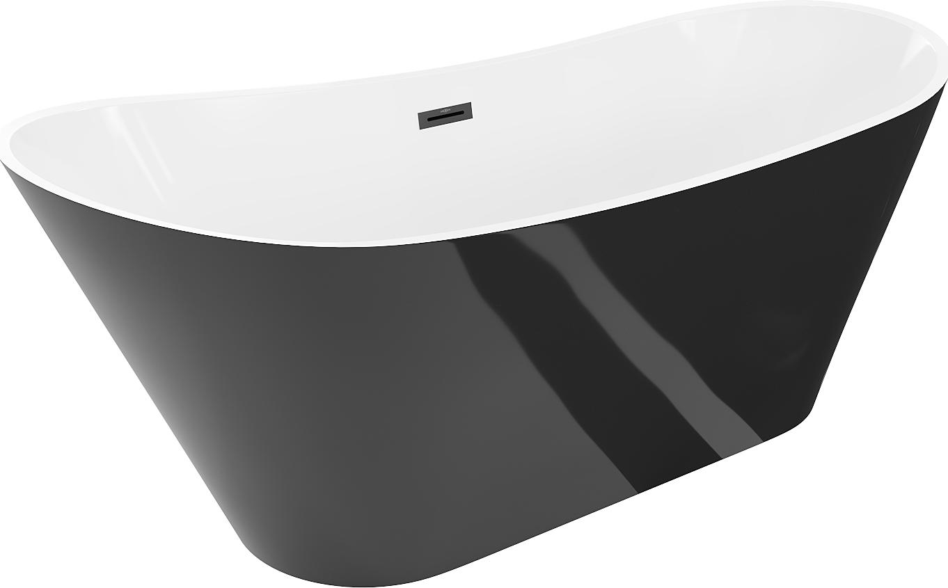 Mexen Dora freistehende Badewanne 170 x 75 cm, weiß/schwarz, Ablauf schwarz - 52071707575-70