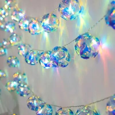 Combo Retail Shop LED Battery Powered Flower String Lights, Romantic Rose Flower Laser Ball Lamp For Bedroom, Home, Garden Decor blue