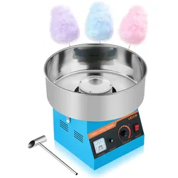 VEVOR Zuckerwattemaschine 1000 W elektrische Zuckerwattegeräte mit 38 cm Edelstahlschüssel & Zuckerlöffel, macht Zuckerwatten für Geburtstage zu Hause Familienfeiern, Zuckerwatte-Maker Blau