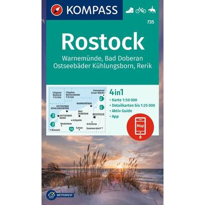 KOMPASS Wanderkarte 735 Rostock, Warnemünde, Bad Doberan, Ostseebäder Kühlungsborn, Rerik 1:50.000, Sonstige von , KOMPASS Freytag & Berndt,