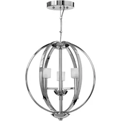 Hängeleuchte Deckenlampe Pendelleuchte LED Silber Stahl Glas 3-Flammig Dimmbar