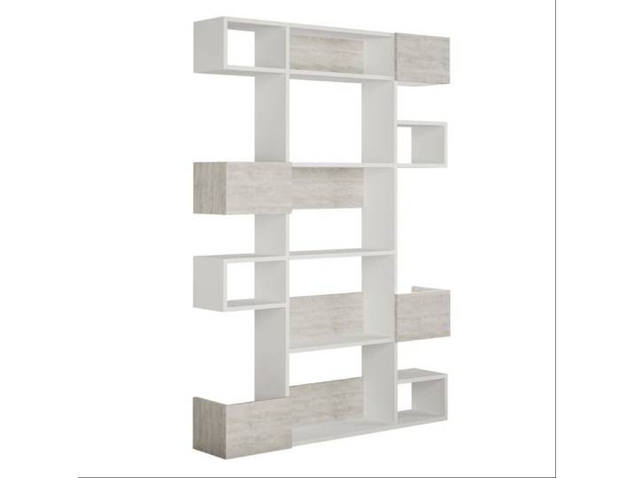 SUBLEEM Étagère LENIO Blanc / Blanc clair Blanc Détail couleur Nombreux rangements Mélaminé