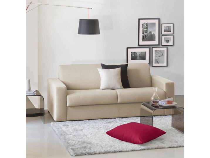 Dmora - Canapé fixe 2 places Rosanna 200x95h90 cm Beige