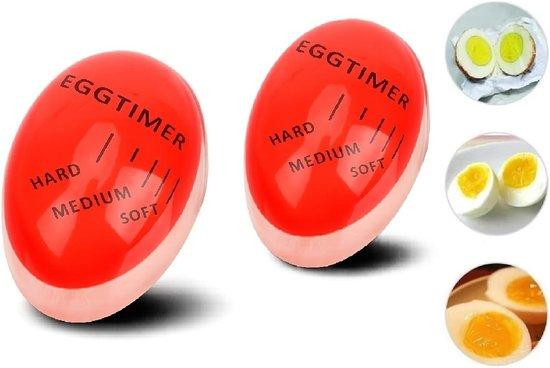 Rode ronde eierkoker voor 2 eieren, geschikt voor zacht, medium of hard gekookte eieren