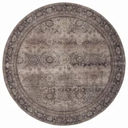 Kurzflorteppich VERNANTE Rosetten Orientalisch Vintage Ø 120 cm Braun-Grau gekettelt Polyester Objektbereich Empfang | Kadima Design