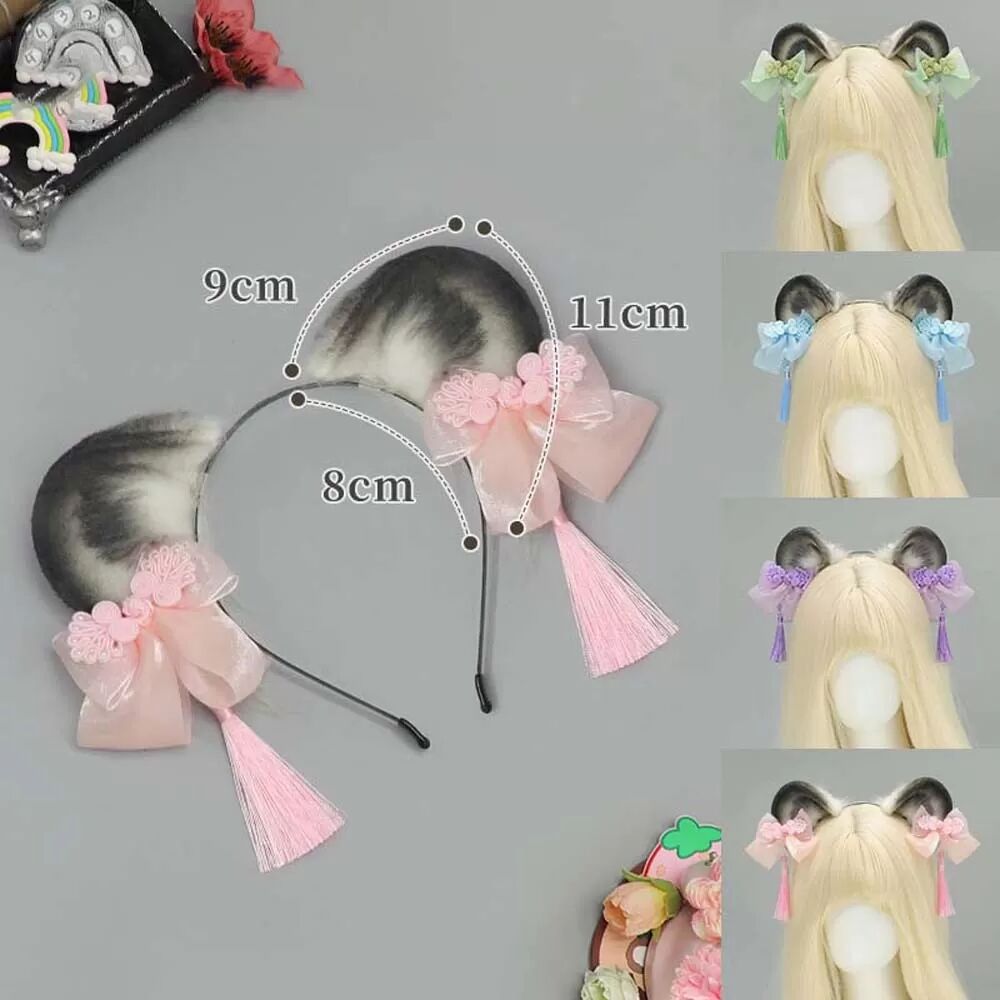 INF Serre-tête Oreilles d'Animaux Lolita Style Chinois Panda avec Franges - Accessoire de Mode Adorable