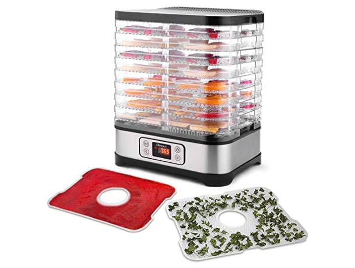 Nictemaw Dörrautomat 8 Etagen 400W mit Timer & Temperaturkontrolle Dörrapparat Edelstahl BPA-frei (35-70°C). Ideal für Beef Jerky, Trockenfrüchte und Gemüse