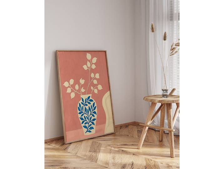 Impression artistique abstraite en pot Revêtement : verre acrylique Structure : hêtre laqué Multicolore 63 x 83cm