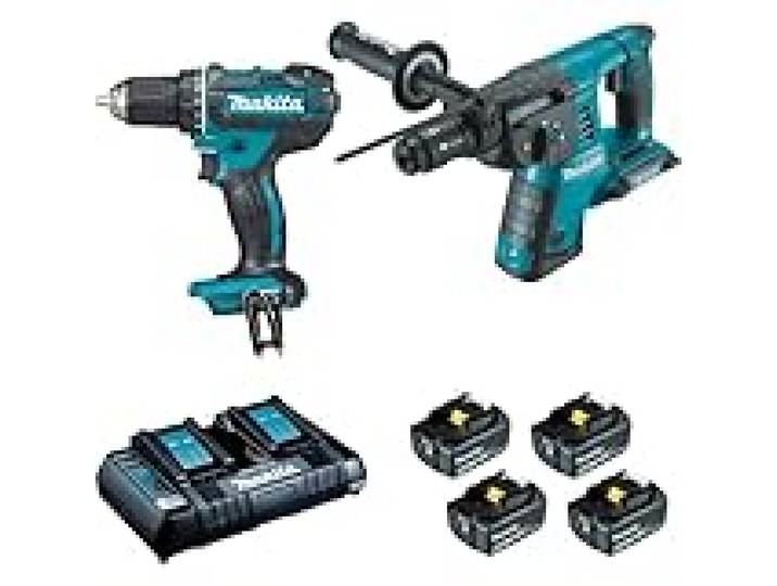 PACK 2 MACHINES MAKITA 18V 5AH : PERFORATEUR BURINEUR DHR264 + PERCEUSE VISSEUSE DDF482 DLX2138PTJ