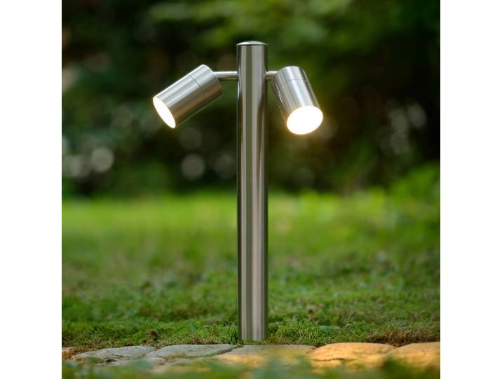 Lucide Wegelampe ARNE, chromfarben, 2-flg. Höhe 50 cm IP44 GU10-LED ARNE, chrom / silber, Metall, Modern