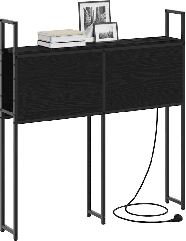 vidaXL Headboard de Rangement avec Station de Charge Chêne noir