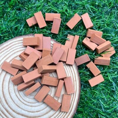 Inspire Select 100pcs Mini Clay Brick Set Realistic Architecture Mini Building Blocks For Figurines & Dioramas 100 Pcs Red No Holes
