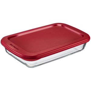 Westmark Aufschnittbox 23562270, aus Glas, 1,6 Liter, transparent / rot, luftdicht