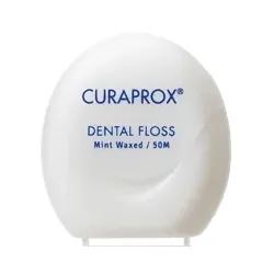 CURAPROX DF 834 Zahnseide waxed mint Spender 50 m