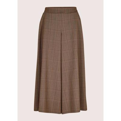 7/8-Hose MADELEINE "Hose Weiter Hosenrock im Glencheck-Muster", Damen, Gr. 46, tabakbraun, marsala, Modern, weit, Hosen 7/8-Hose