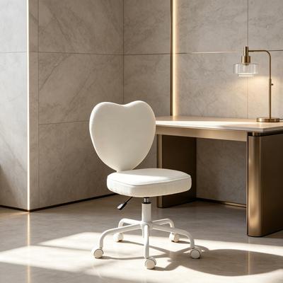 Kodotan sofa Love Heart Shaped Back Vanity Chair, Adjustable Height 360 Swivel Rolling Office Chair with Caster Wheels