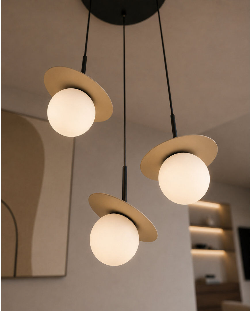Brayden Studio - Light Pendant Black/Latte 35cm H X 35cm W