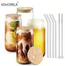 Inspired Finds 18.6oz Glass Cup With Lid And Straw For Bubble Tea Coffee And Milk Drinks 4pcs 501 600ml