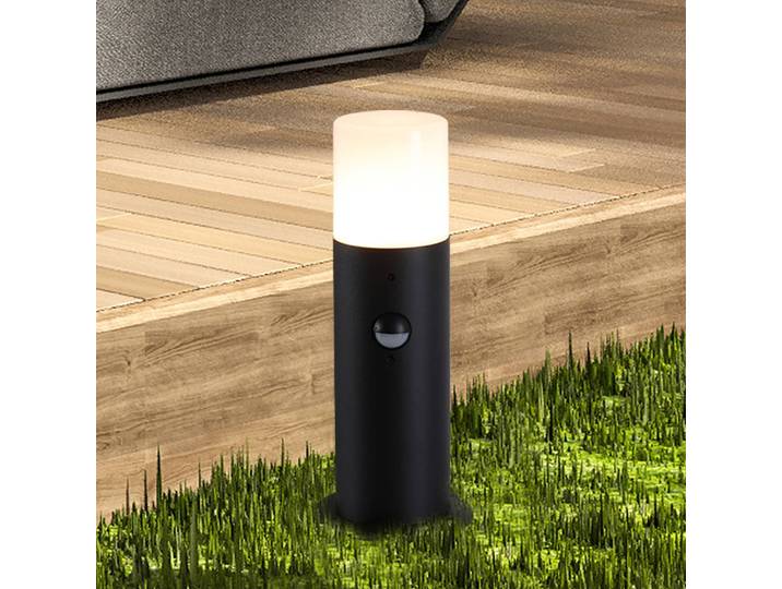 Searchlight Sockelleuchte Cannes, Höhe 30 cm, schwarz, Metall, Sensor Cannes, schwarz, Aluminium, Modern, Außenleuchte