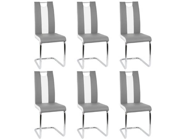 NAIXIAFU Lot de 6 Chaise de Salle à Manger Dossier Ergonomique Assise et Dossier Rembourrés Piètement en Acier Gris