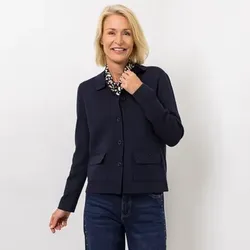 EVA LUTZ Strickjacke aufgesetzte Taschen mit Ziernieten figurumspielend
