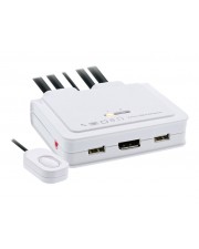 InLine KVM Switch 2-fach USB-C zu DisplayPort 1.2 4K mit Audio integr. Kabel (63614I)
