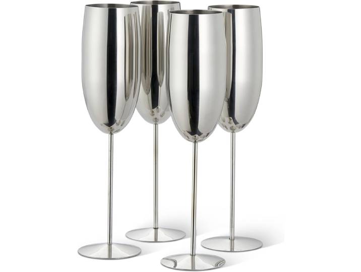 Edelstahl Sektgläser Flute Silber 4er-Set