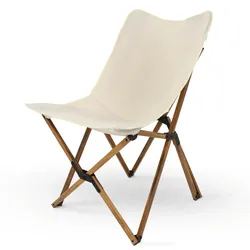 DELUKE Campingstuhl Faltbar bis 120kg MILIA - Klappmechanismus | Leichter Angelstuhl Klappbarer Stuhl klein für Camping, Festivals oder Park, Creme