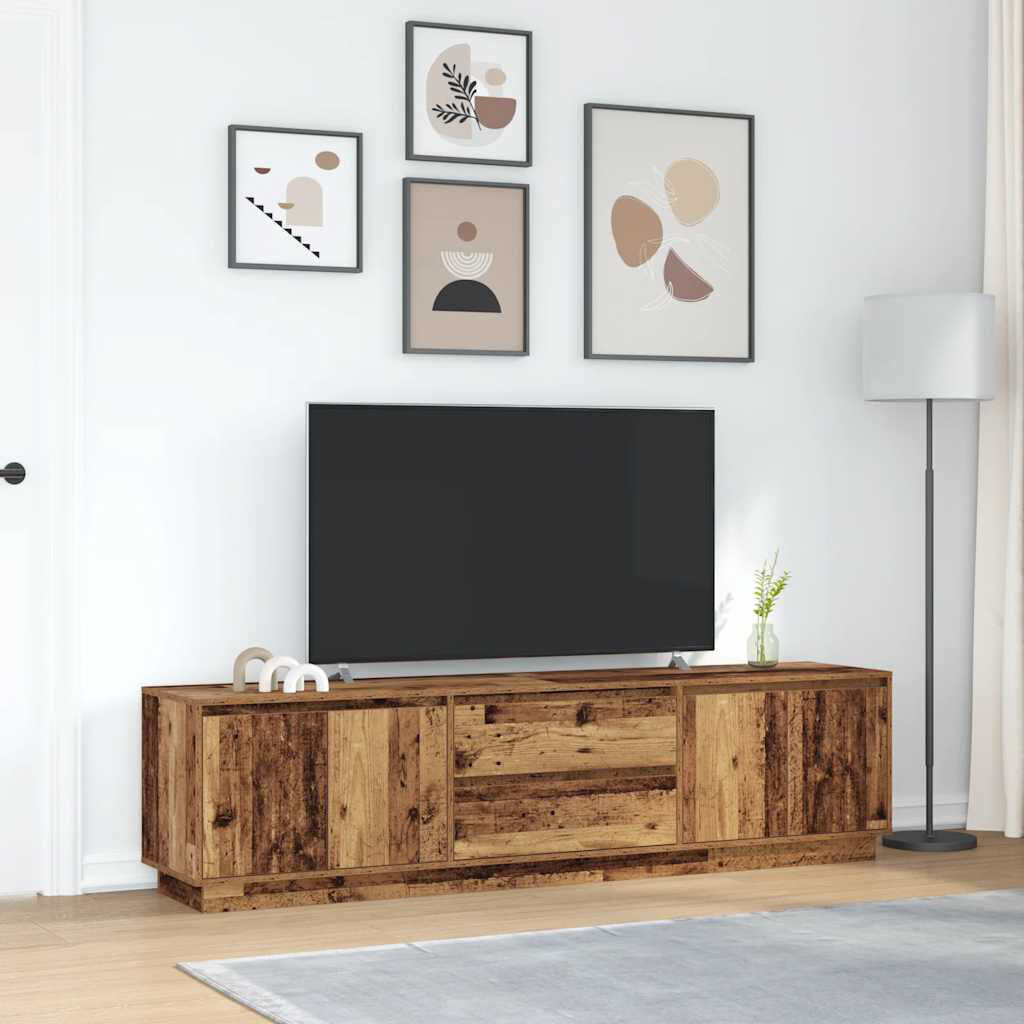 Latitude Run Latitude TV Cabinet with LED Lights 193.5x41x50 cm Old Wood 75"