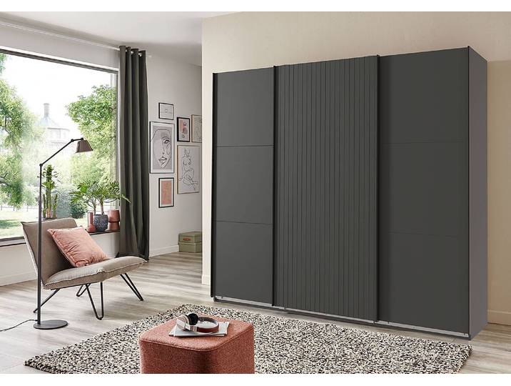 Schwebetürenschrank Andorra 250cm Grau/Graphit